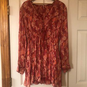 Orange Floral Free People Dress